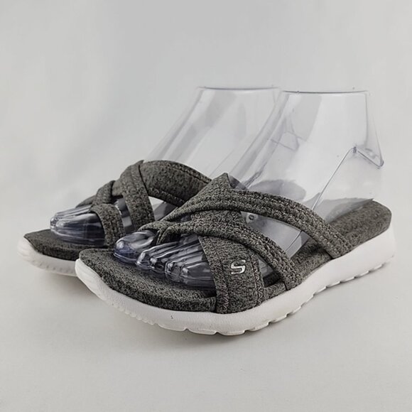 Skechers Rumblets Splendor Grey White Flat Sandal Toe Ring Lightweight Size 6 - Picture 6 of 14